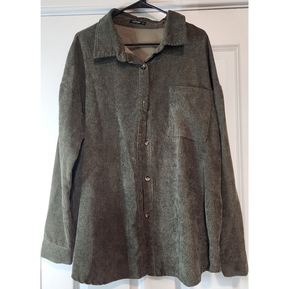 Olive Green Corduroy Shacket